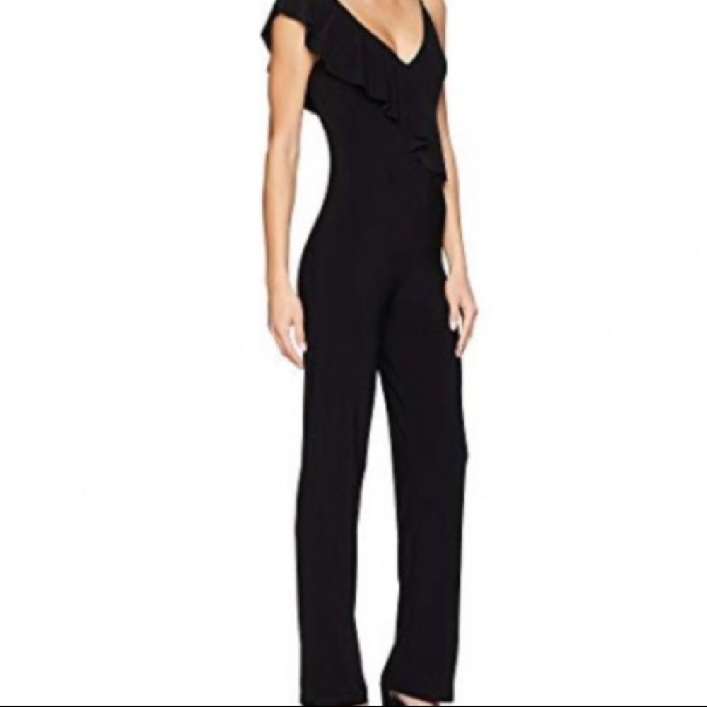 NWT Black Bebe Ruffle Jumpsuit (Size 10) - Picture 1 of 7